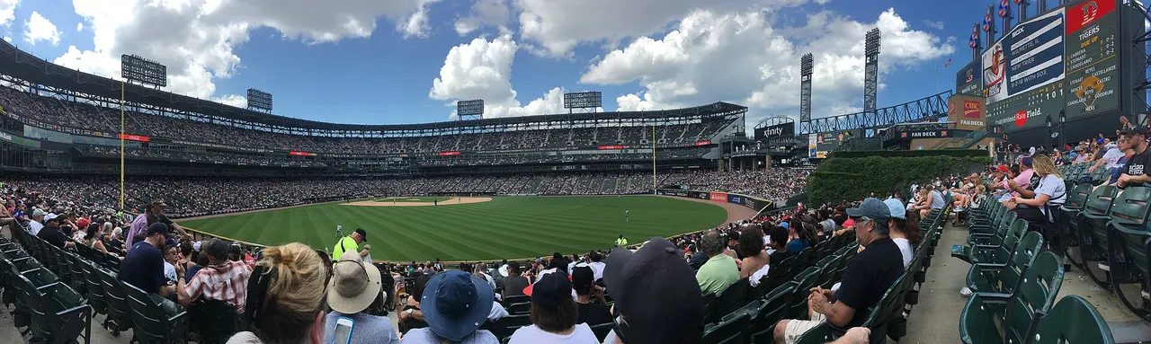 The White Sox ballpark during a game on July 4, 2019, under its earlier Guaranteed Rate Field name.