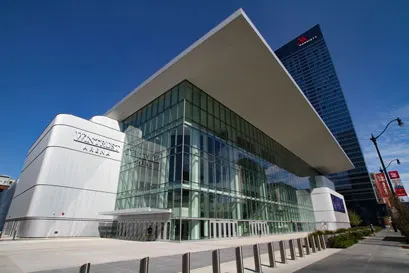 The exterior of Wintrust Arena.