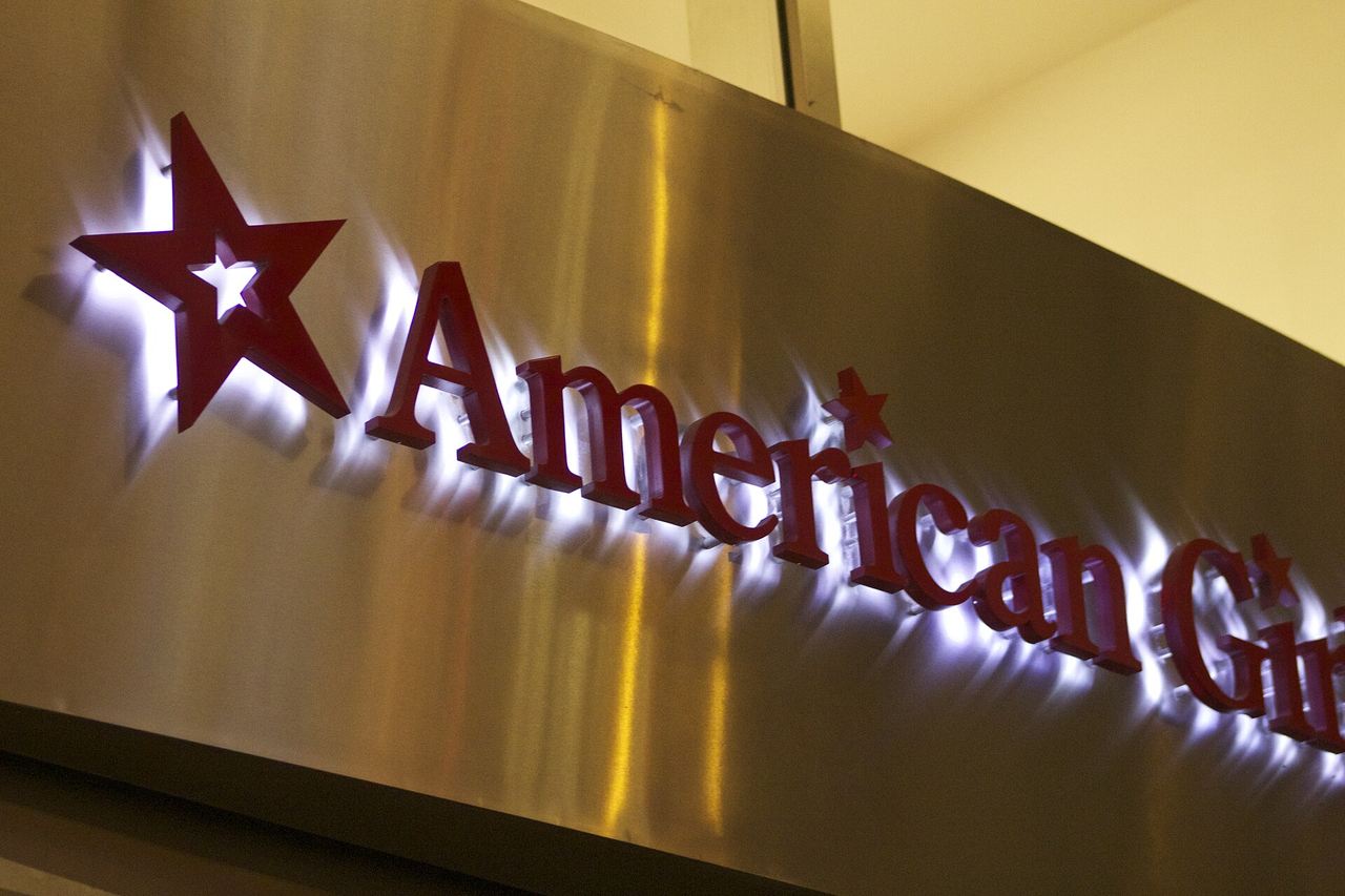 The American Girl Chicago store sign at Water Tower Place, December 2011.