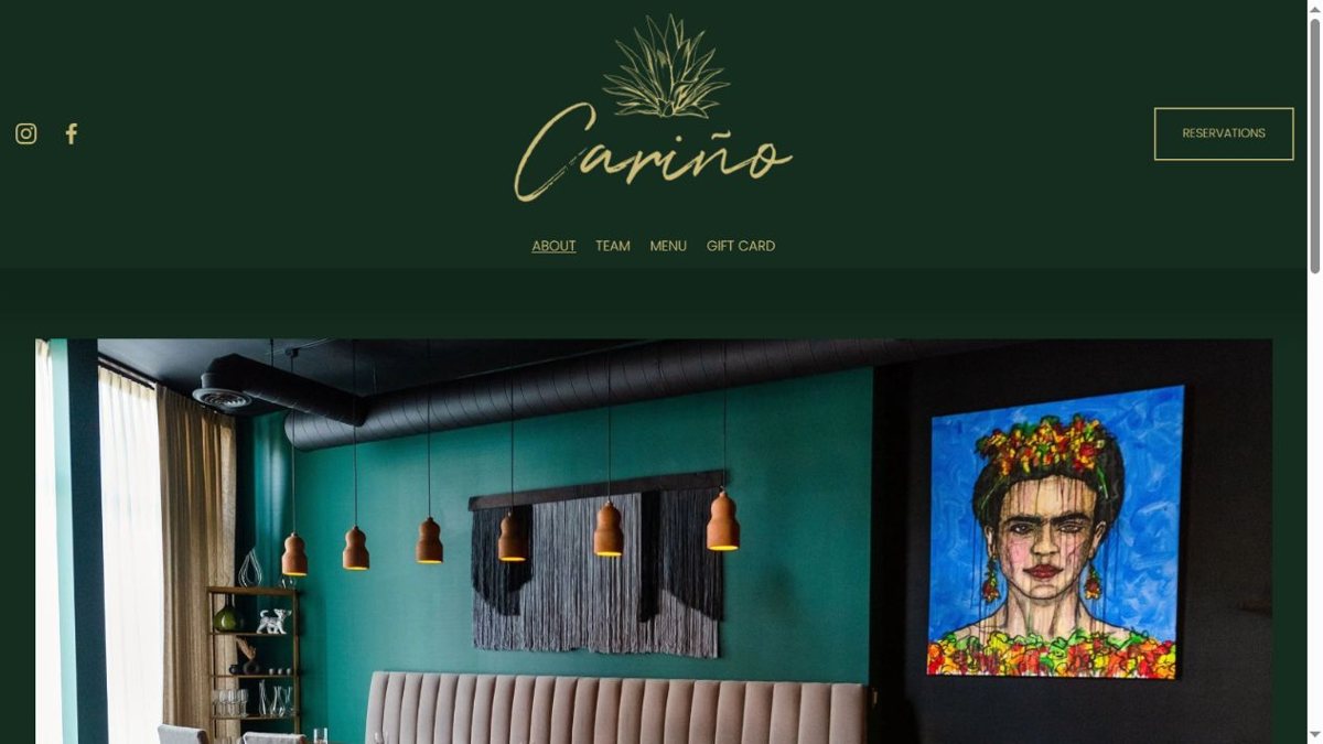 A preview of Cariño’s website, captured October 25, 2026.