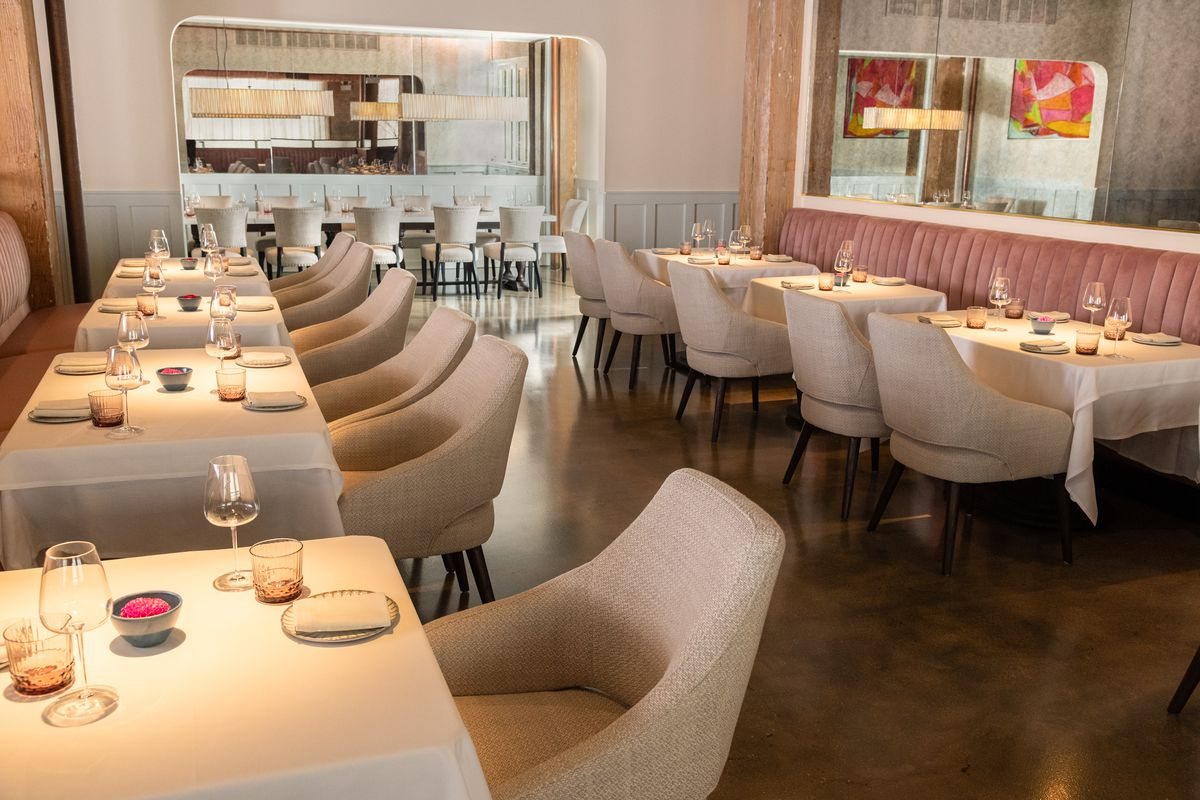 The dining room at Indienne, photographed in 2022.